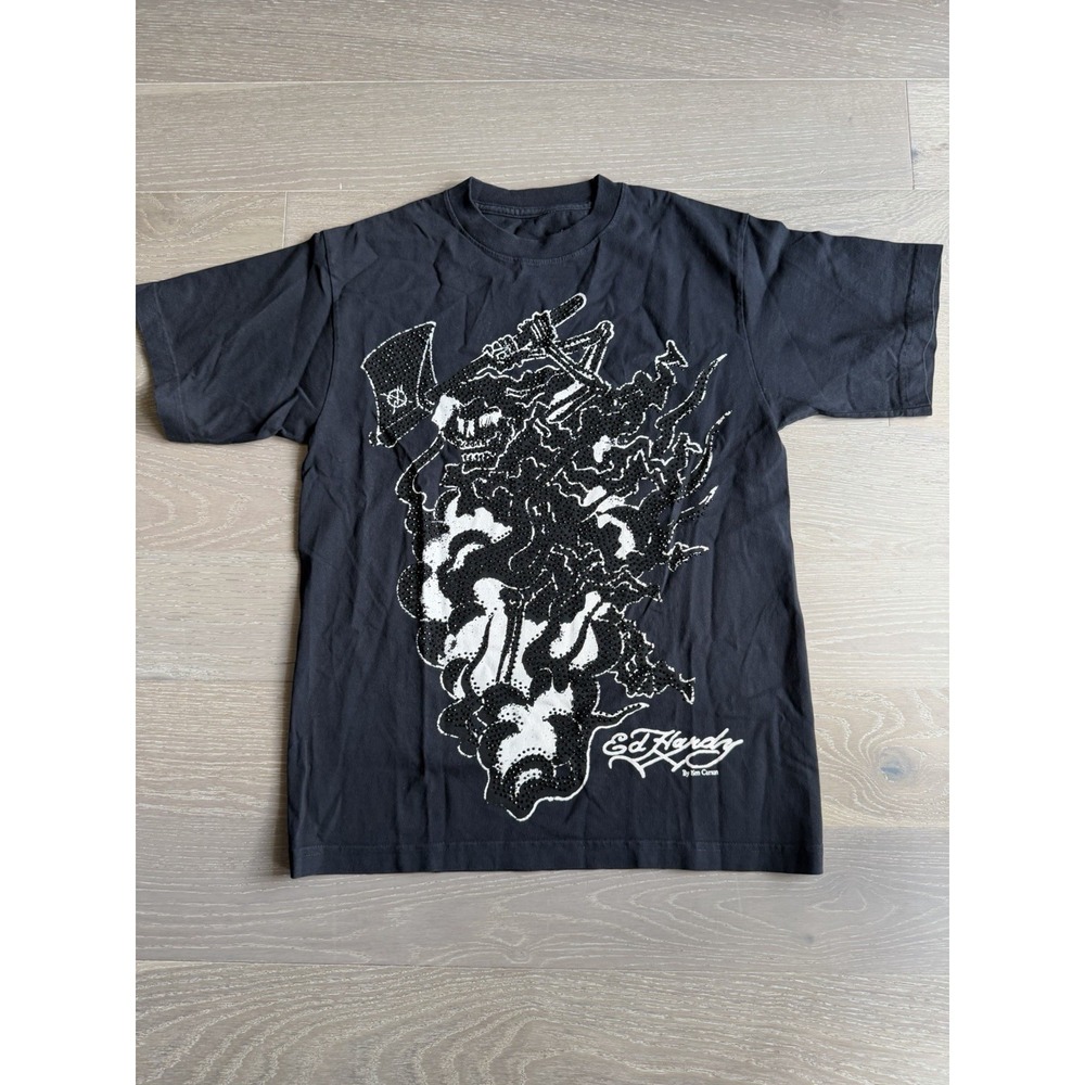 Ed Hardy x Ken Carson ComplexCon Axe Skull Rhinestone Tee Black S